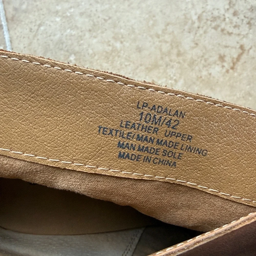 Lucky Brand Leather Ankle Boots Natural Putty Stacked Heel Back Zip Size 10/42 - Picture 8 of 15
